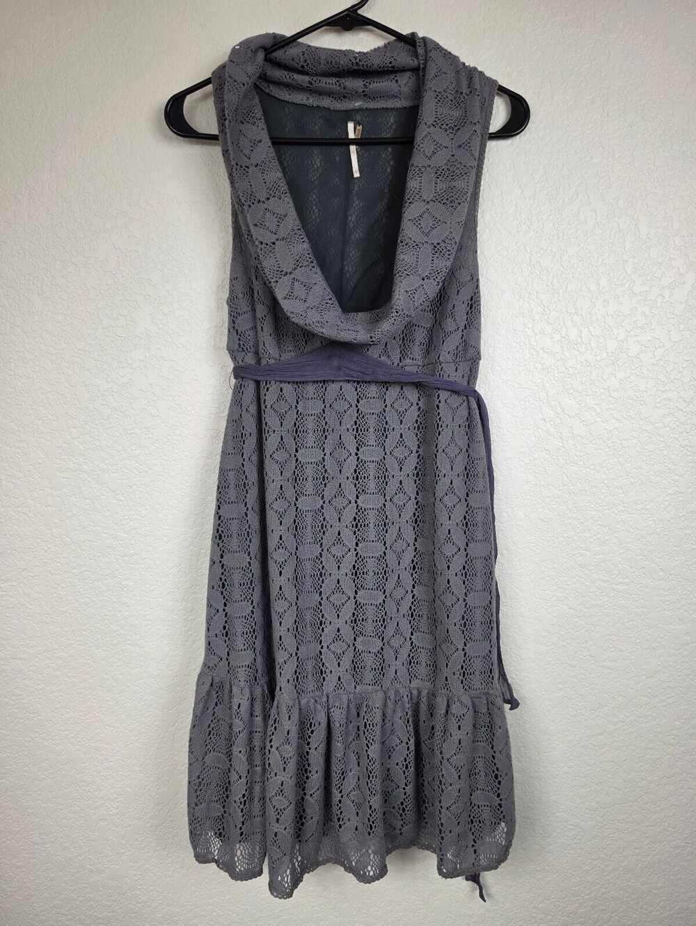 Free People Vintage Y2K Sleeveless Lace Dress with Belt